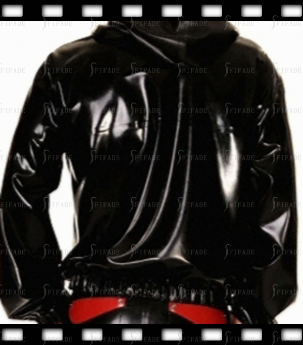 Latex Tops Sports Long Sleeves Hoodies Front Zip Waist & Wrist Bundled Tighten Customized 0.4mm
