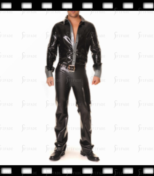 Latex Shirts Men's Long Sleeves Top Unqiue Cool Contrastting Color Customize 0.4mm