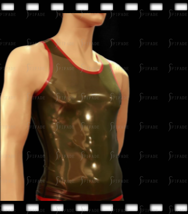 Latex Vest For Men’s Classic Tank with Edge Trims Slim Fitted Customized 0.4mm Thickness