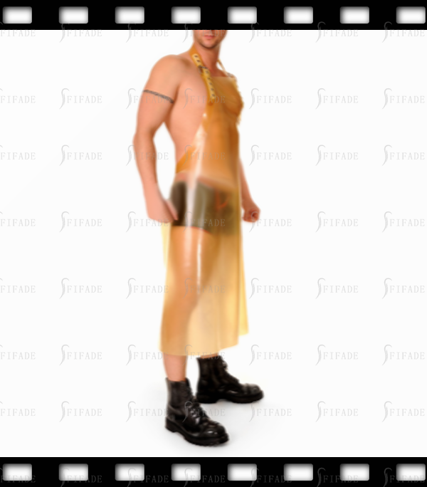 Latex Rubber Long Apron Men's Transparent Cool Cosplay Wear Play Customized 0.4mm