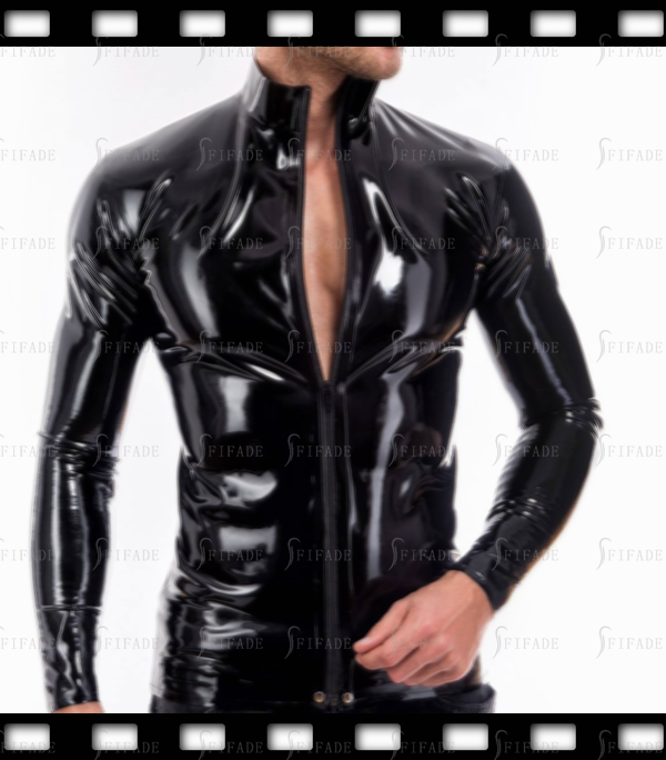 Latex T-shirt for Men Long Sleeves Slim Fitted High Neck Customized 0.4mm