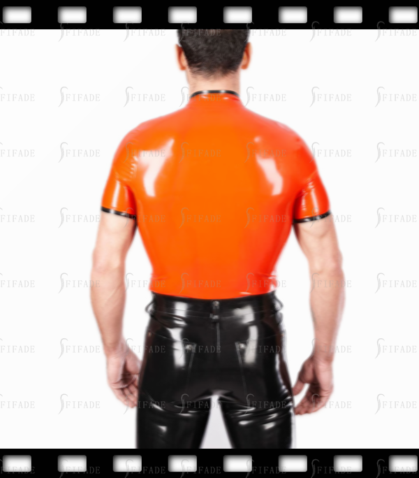 Latex Basic Men's T-shirts High Neck Short Sleeves Cool Customized 0.4