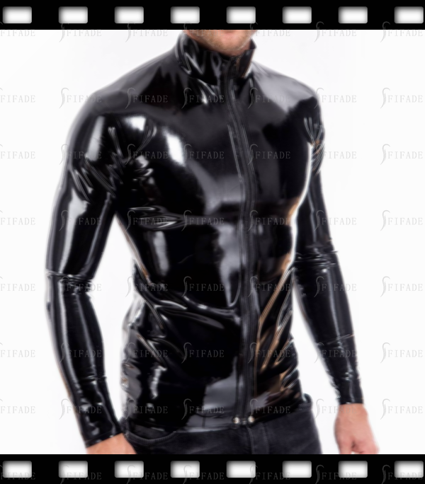 Latex T-shirt for Men Long Sleeves Slim Fitted High Neck Customized 0.4mm