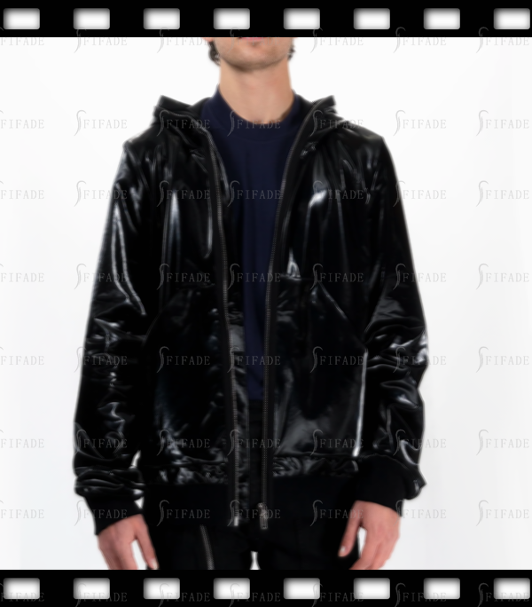 Latex Tops Sports Long Sleeves Hoodies Front Zip With 4 Holes Hoods Customized 0.4mm