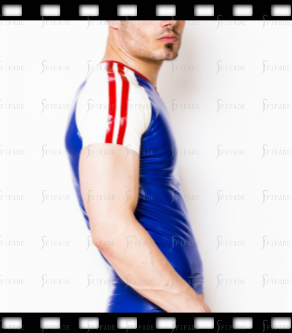 Latex Classic Men's T-shirts Short Sleeves Shoulder Trims V Neck Cool Customized 0.4