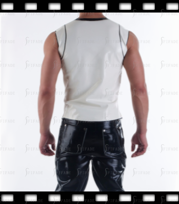 Latex Tops Men's T-shirts Sleevesless Shoulder Trims Around Neck Cool Customized 0.4mm Thickness