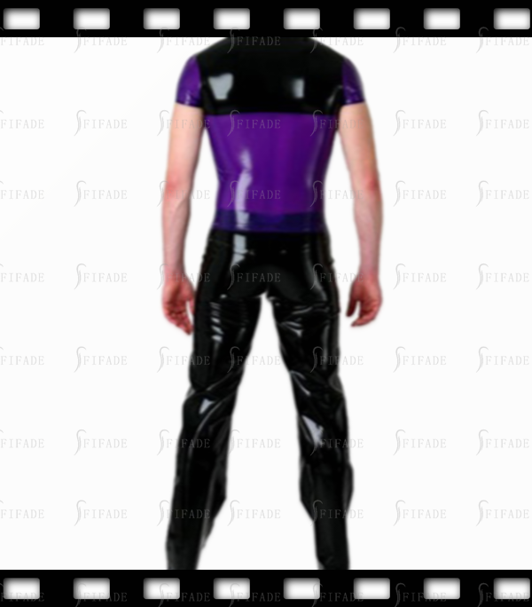 Latex Tops Men's T-shirts High Neck Upper Contrasting Color Short Sleeves Cool Customized 0.4