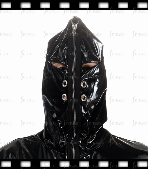 Latex Tops Sports Long Sleeves Hoodies Front Zip With 4 Holes Hoods Customized 0.4mm