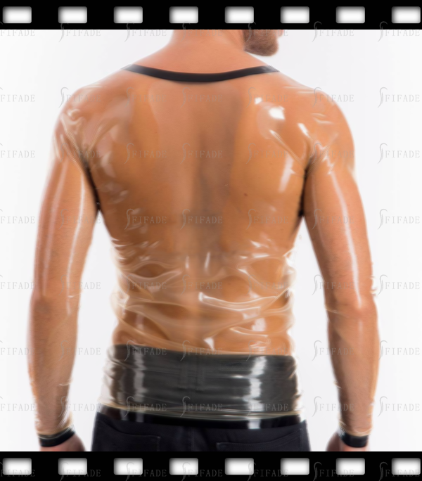 Latex Men's T-shirts Long Sleeves V Neck No Zip Slim Fitted Cool Customized 0.4