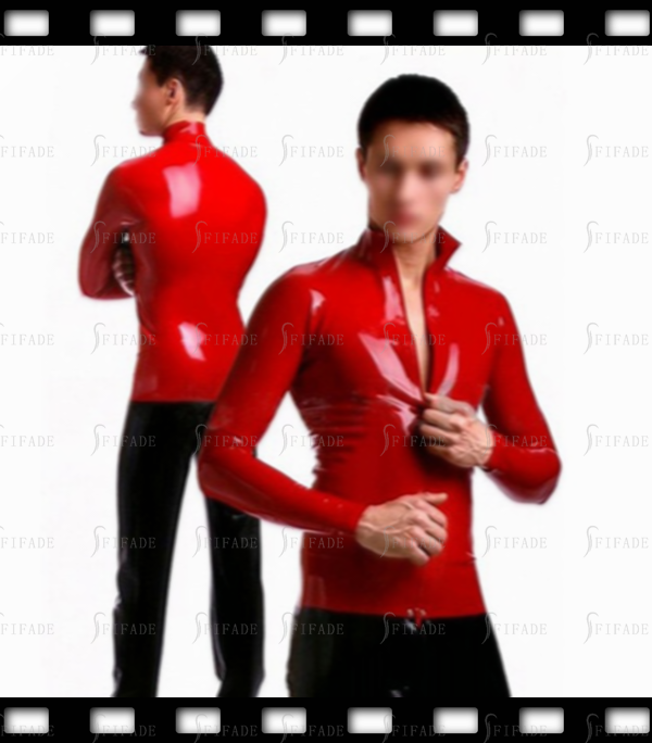 Latex T-shirt Basic Long Sleeves Slim Tops Fitted High Neck Customized 0.4mm