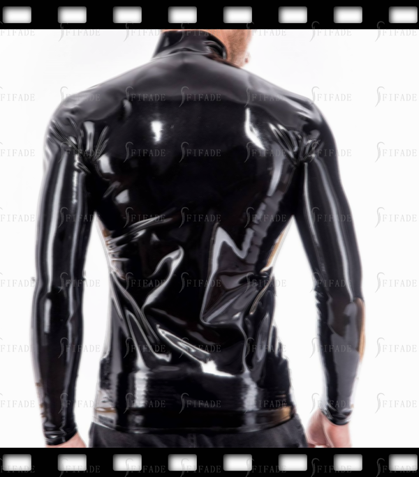 Latex T-shirt for Men Long Sleeves Slim Fitted High Neck Customized 0.4mm