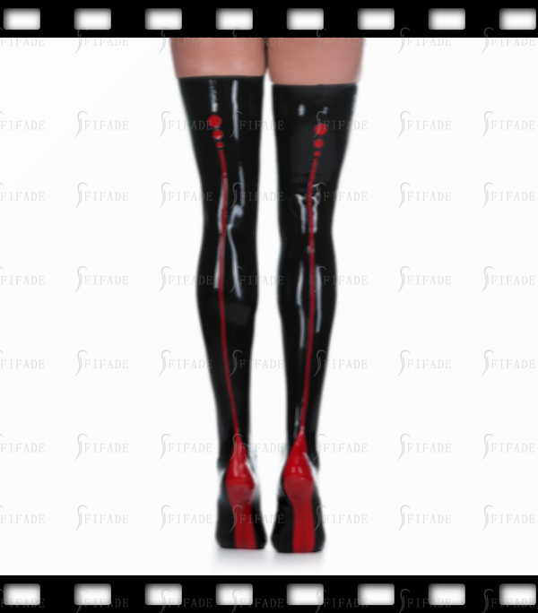 Latex Stockings with Dot Line Trims Sexy Hot Unisex Customized 0.4mm