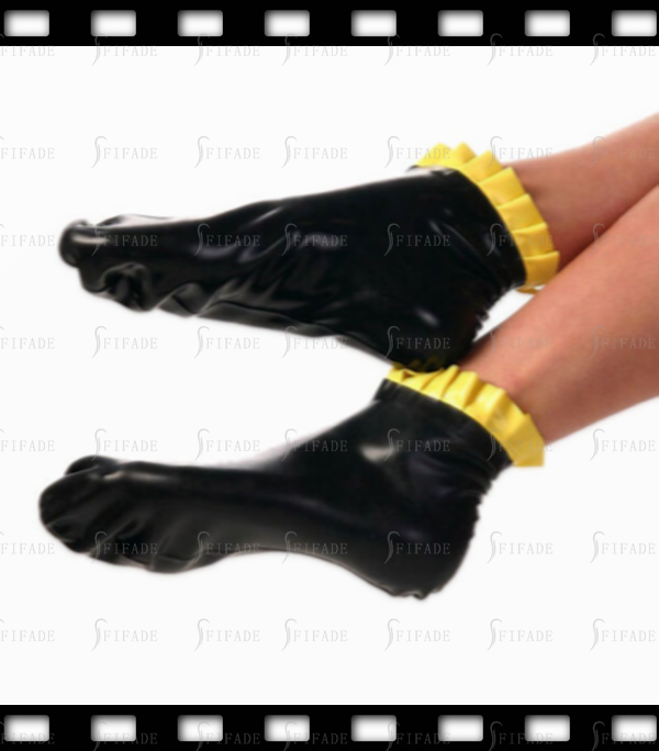 Latex Ankel Socks Upper Cuff Ruffles Cute Sock Customized 0.4mm