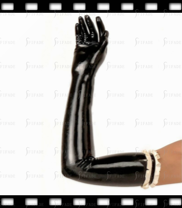 Latex Gloves with Upper Ruffles Sexy Unique Customized 0.4mm