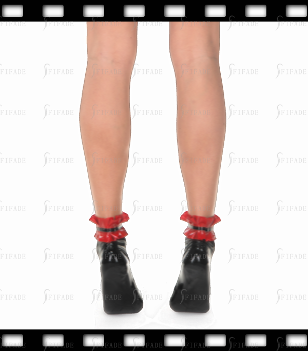 Latex Ankel Socks Upper Cuff Double Ruffles Cute Sock Customized 0.4mm