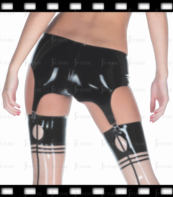 Latex Shorts with Suspender Garter Lower Waist Pull On Unique Boyshort Customized 0.4mm