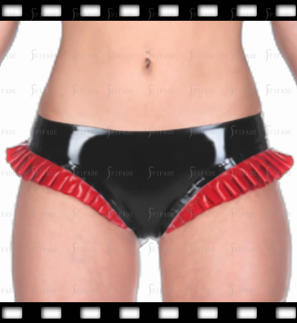 Latex Briefs Lower Waist Shorts Ruffles Fitted Slim Sexy Customized 0.4mm