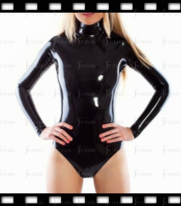 Latex Leotard Long Sleeves Swimsuit No Zip Neck Entry Customized 0.4mm