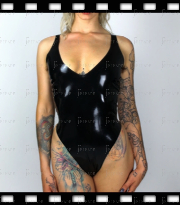 Latex Leotard Slip T-back Deep V Style Slim Fitted Sexy No Zip Customized 0.4mm