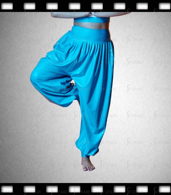 Latex Yoga Pants Unisex Loose Style Waist and Ankle Bondage Customized 0.4mm