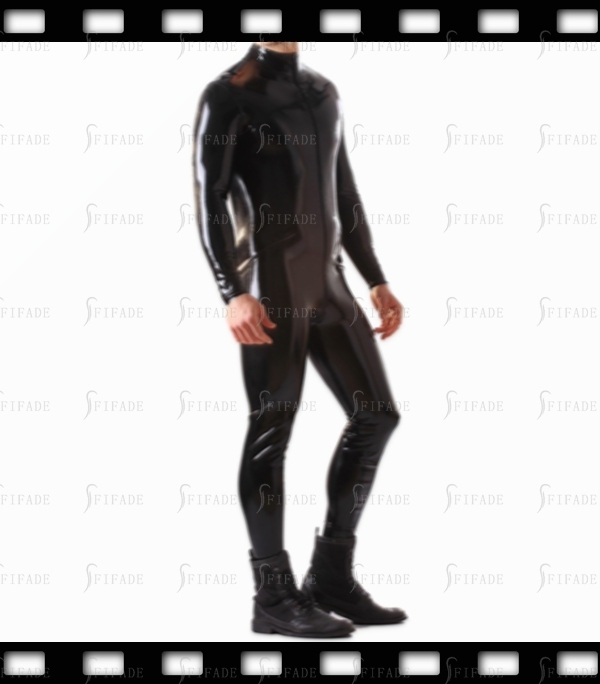 Latex Catsuit for Men classic Jumpsuit Front 3 Way Zip with Socks Customized 0.4mm