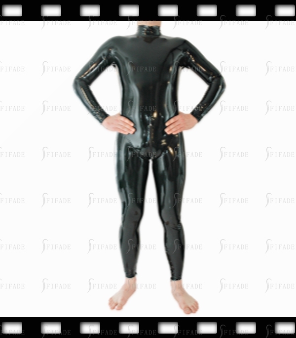 Latex Catsuit for Men classic Jumpsuit Front 3 Way Zip No Socks Customized 0.4mm