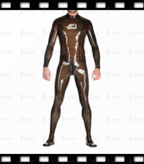 Latex Catsuit Princess Cutting Transparent Color Back 3 Way Zip Customized 0.4mm