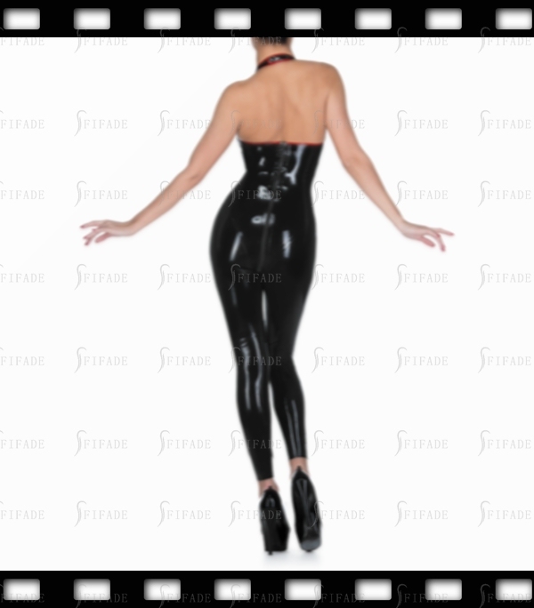 Latex Catsuit for Women Halter Back 3-way Zip Unique Sexy Slim Fitted Customized 0.4mm