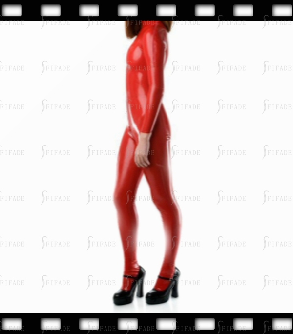 Latex Catsuit Unisex Jumpsuit Shoulder Zip Entry Crotch 2 Way Zip No Socks Customized 0.4mm