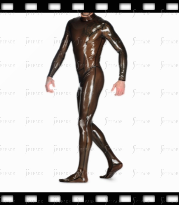 Latex Catsuit Princess Cutting Transparent Color Back 3 Way Zip Customized 0.4mm