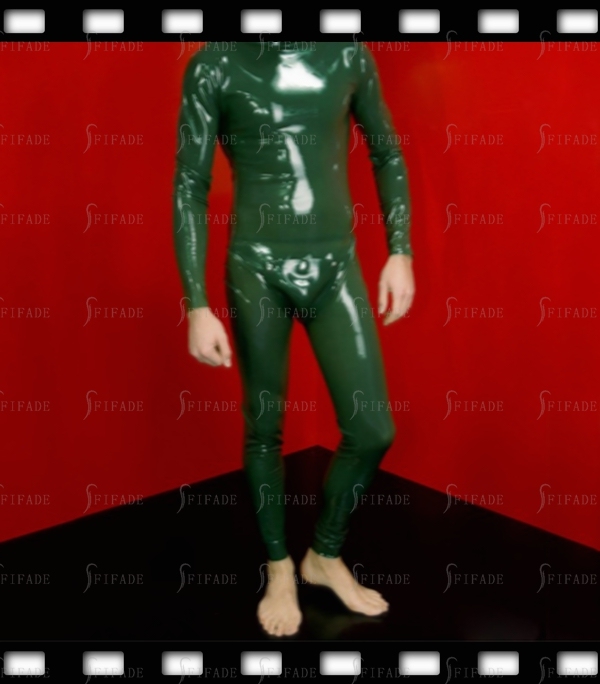 Latex Catsuit with Cod Piece Back 2 Way Zip Customized 0.4mm