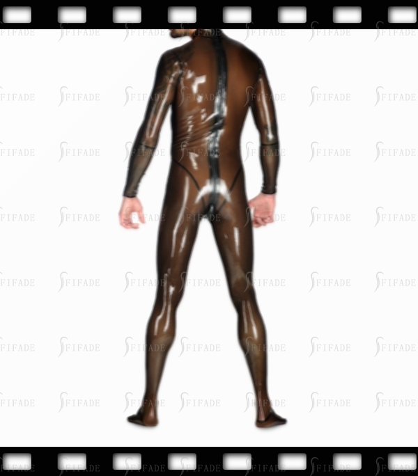 Latex Catsuit Princess Cutting Transparent Color Back 3 Way Zip Customized 0.4mm