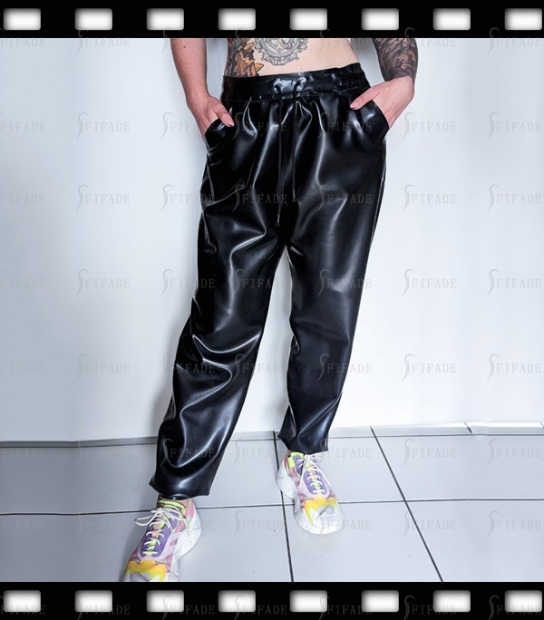 Latex Panst for Men Loose Style Ankel Tighten Front Side Pockets Customized 0.4MM