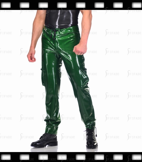 Latex Gummi Rubber Cargo Trouser Pocket Pants Drawstring Customized 0.4mm
