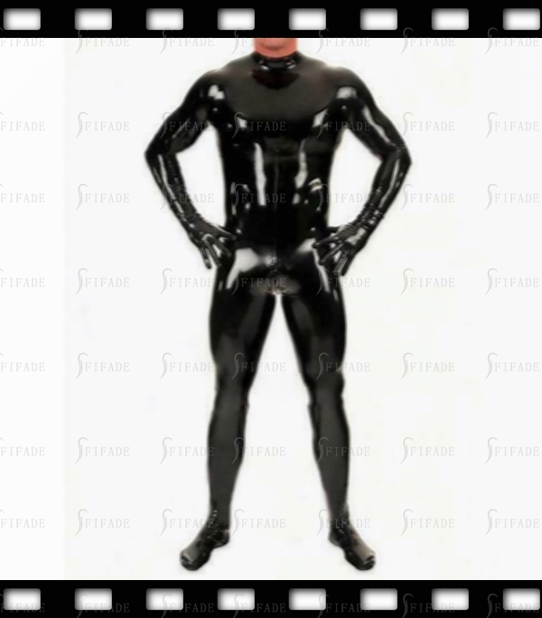 Latex Catsuit for Men Classic Jumpsuit Back 3 Way Zip with Gloves & Socks Customized 0.4mm