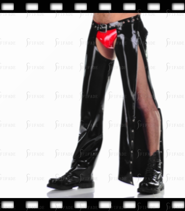 Latex Pants for Men Crotchless Side Zip Trousers Jean Sexy Cool Cowboy Play Customized 0.4mm