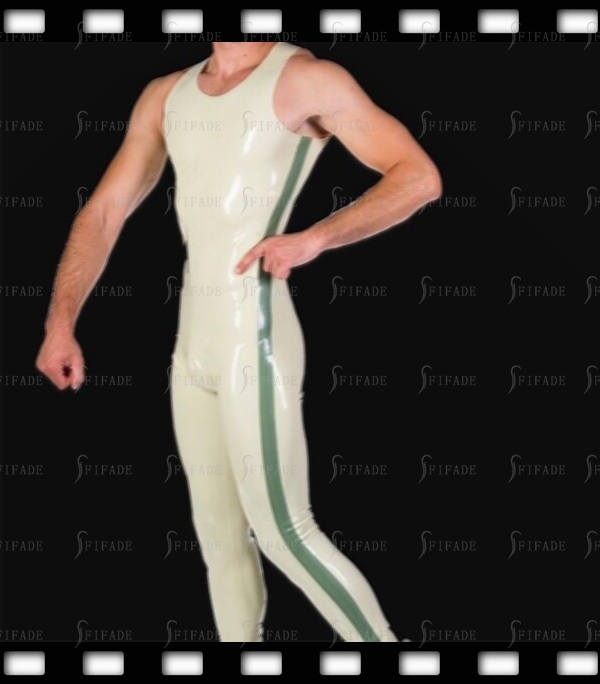 Latex Catsuit Sleeveless Leotard No Socks Side Trims 1 Piece Customize 0.4mm