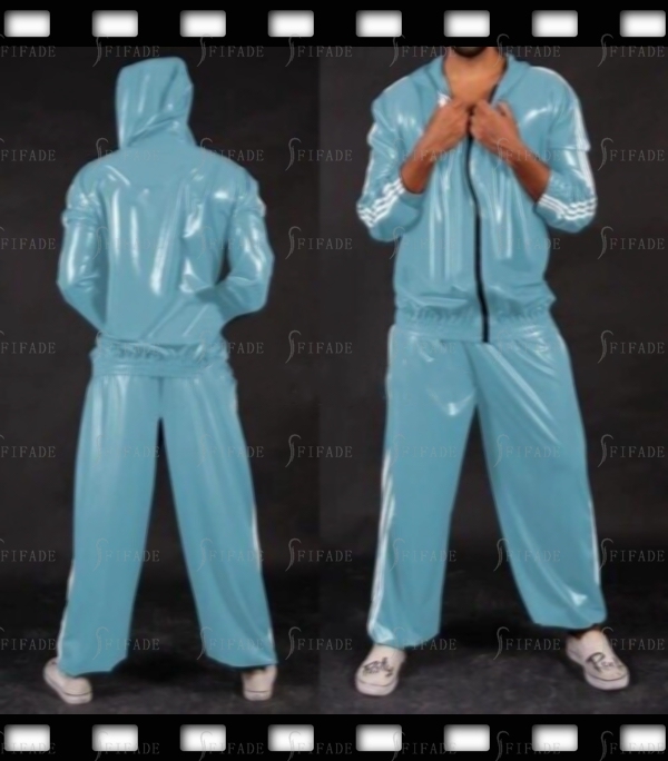Latex Leotard Unisex Cool Hoodie Sports Wear Unique 3 Stripes Customize .4mm