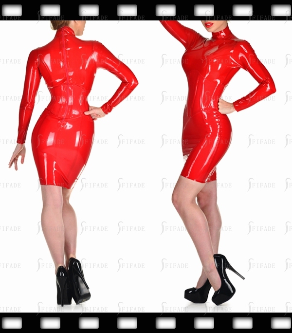 Latex Corset Dress Womens Skirts Sexy Rear Zip Plastic Bone Customizd 0.4mm