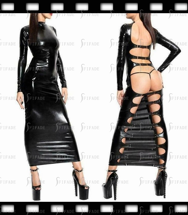 Latex Full Length Dress Sexy Backless Clubwear Sexy Unisex Csutomize 0.4mm