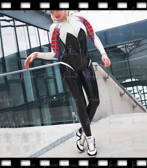 Latex Catsuit Unique Cosplay Wear Unisex Spider Leotard Customized 0.4mm
