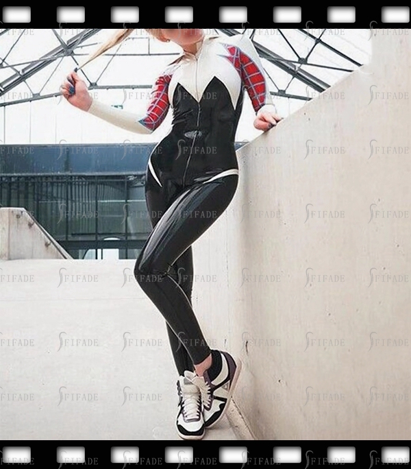 Latex Catsuit Unique Cosplay Wear Unisex Spider Leotard Customized 0.4mm