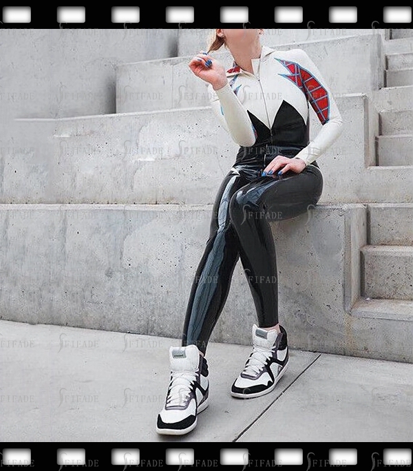 Latex Catsuit Unique Cosplay Wear Unisex Spider Leotard Customized 0.4mm