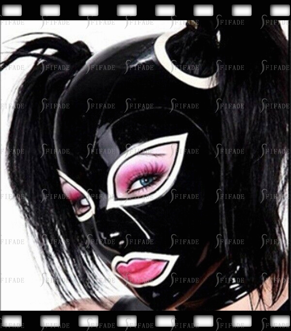 Latex Hoods Unisex Two Holes Hoods No Wigs Sexy Club Mask Customized 0.4mm