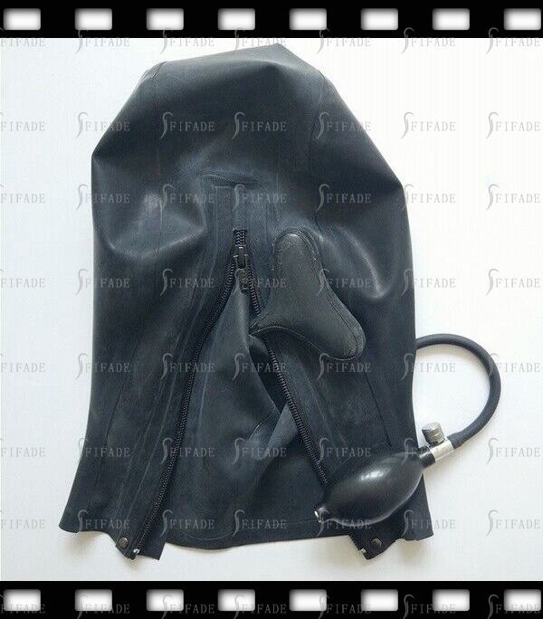 Latex Unisex Hoods Pump Mouth Gag Open Face Cool Wear Masks Customized 0.4mm