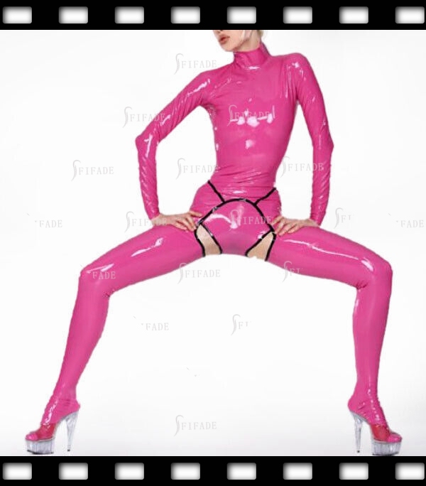 Latex Catsuit Unisex Jumpsuit Crotchless Unique Cluewear Customized 0.4mm