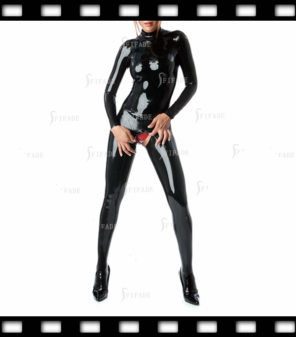 Latex Catsuit with Socks Classic Back 3 Way Zip Sliming Sexy Black Unisex Customized 0.4mm