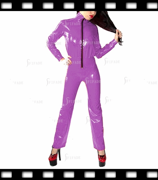 Latex Catsuit Front Zip Loose Style One Piece Outfits Unisex Cool Customized 0.4mm