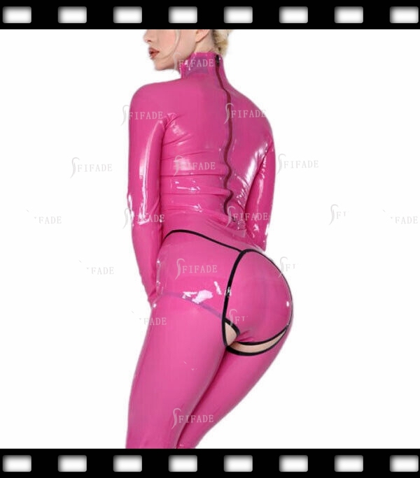 Latex Catsuit Unisex Jumpsuit Crotchless Unique Cluewear Customized 0.4mm