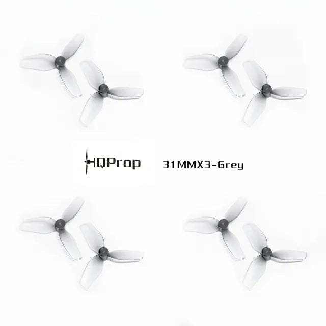 HQ Ultralight Whoop Prop 31MMx3 1.2x1.1x3 PC 0.8mm Shaft (2CW+2CCW) - Grey